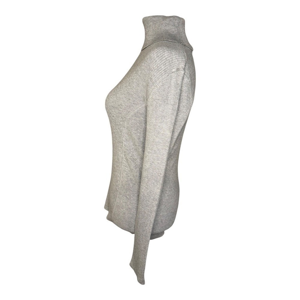Carmen Marc Valvo Women's Ribbed Turtleneck Sweater Mist Grey Heather Medium NWT - Picture 3 of 8